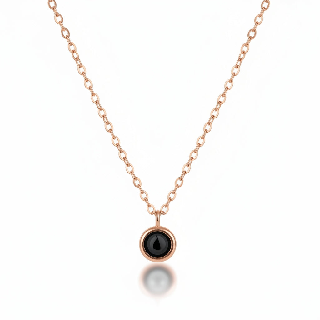 Personalized Circle Photo Projection Necklace - Rose Gold