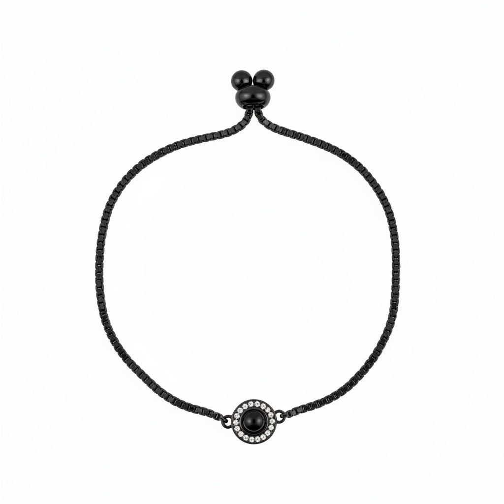 Personalized Box Chain Photo Projection Bracelet - black
