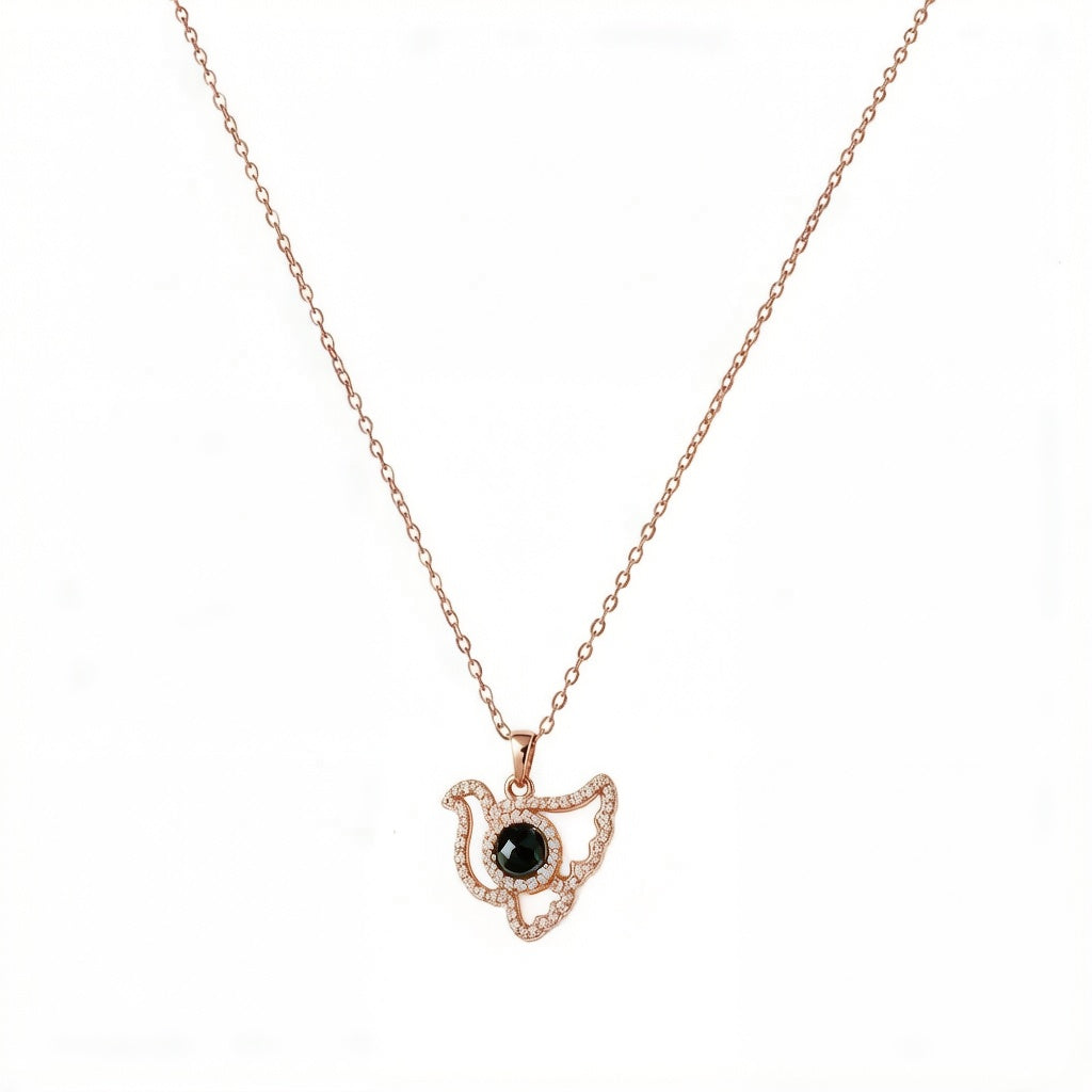 Personalized Dove Pendant Photo Projection Necklace - Rose Gold