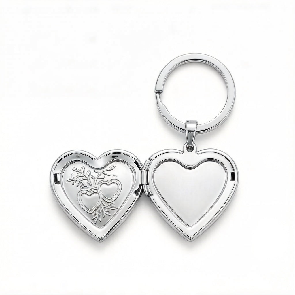 Personalized Heart Photo Locket Keychain