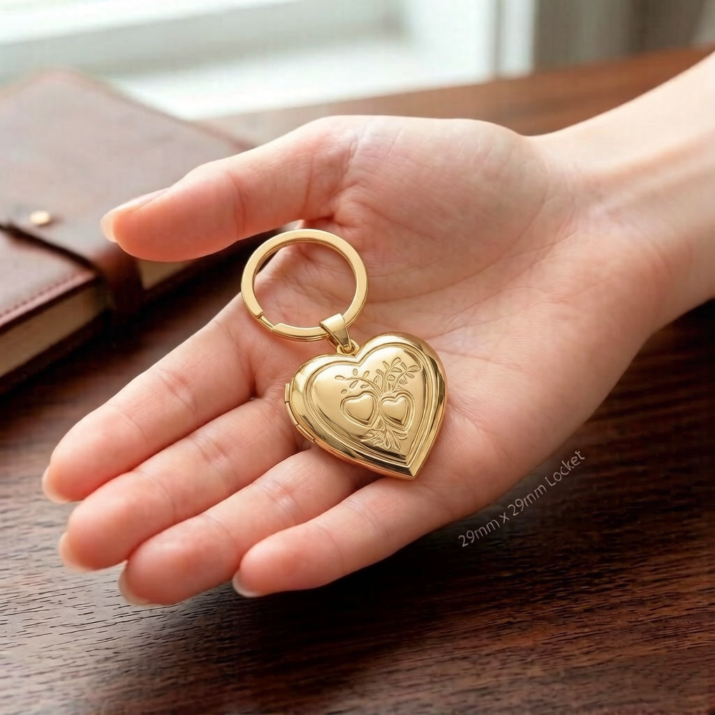 Personalized Heart Photo Locket Keychain