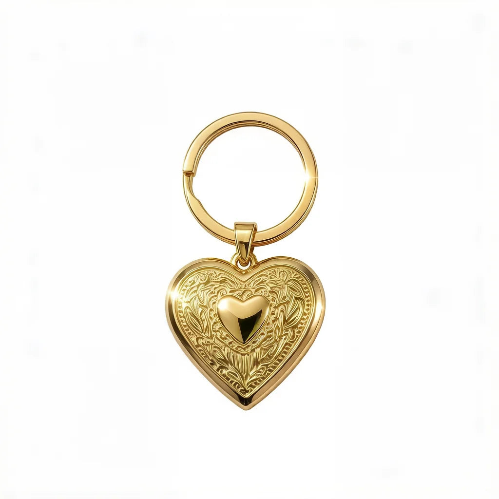 Personalized Photo Locket Keychain - Gold