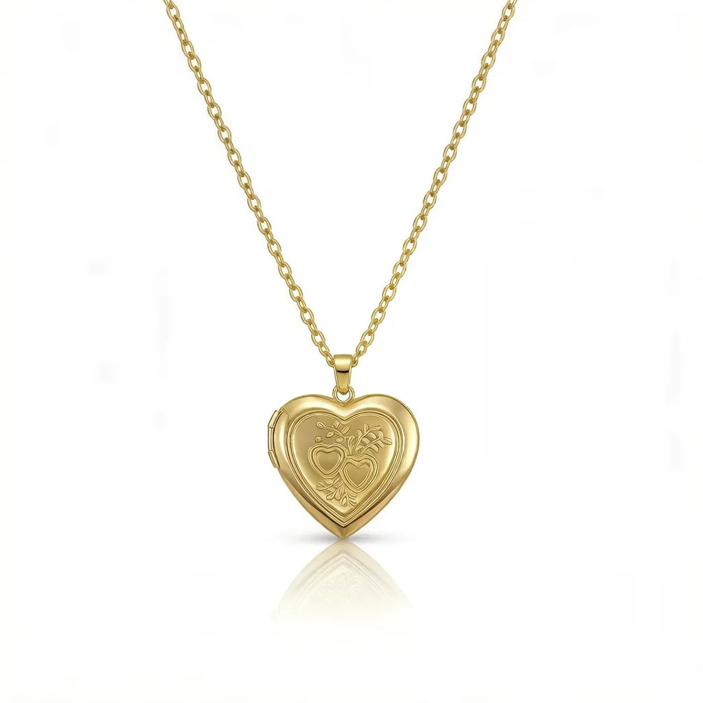 Personalized Intertwined Heart Photo Locket Necklace - Gold