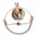 Double-Layered Photo Projection Bracelet with Tennis Chain - Rose Gold 