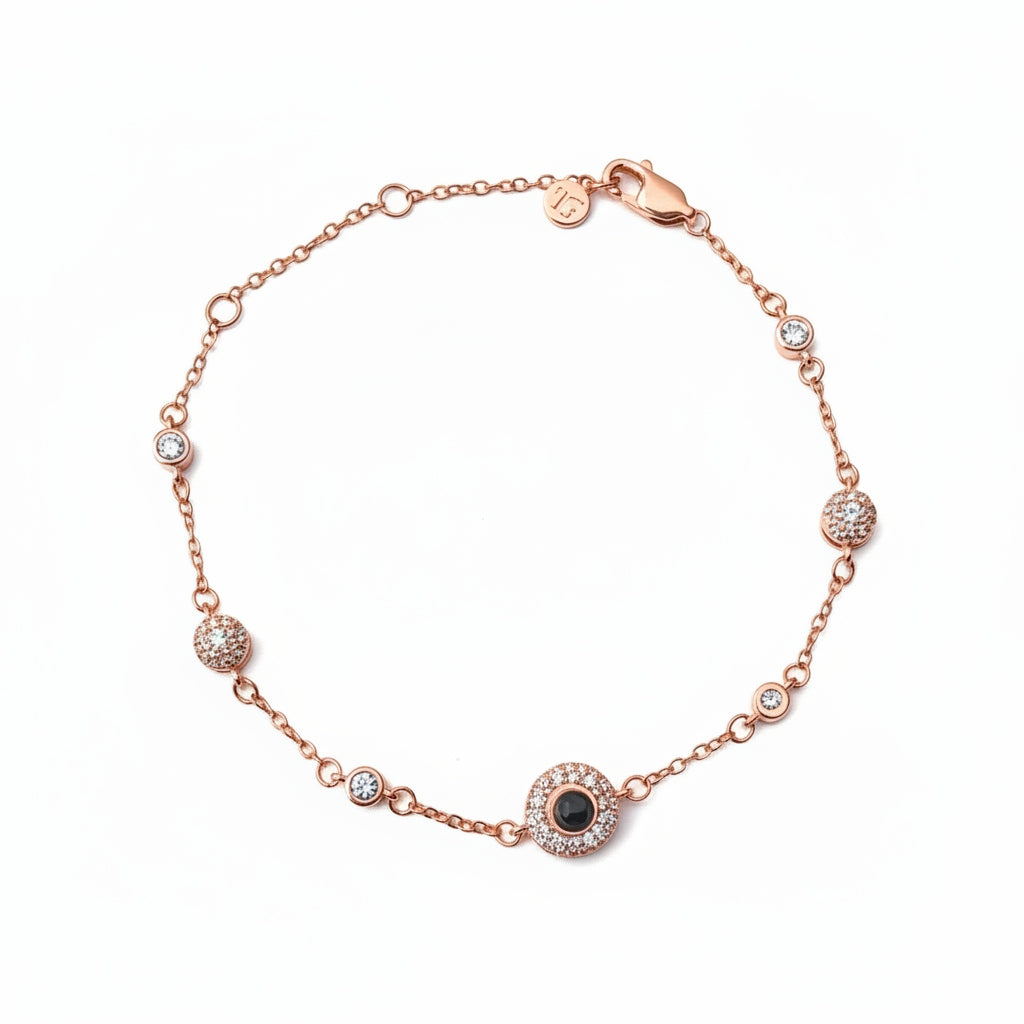 Personalized Bezel-Set Crystal Photo Projection Bracelet - Rose Gold
