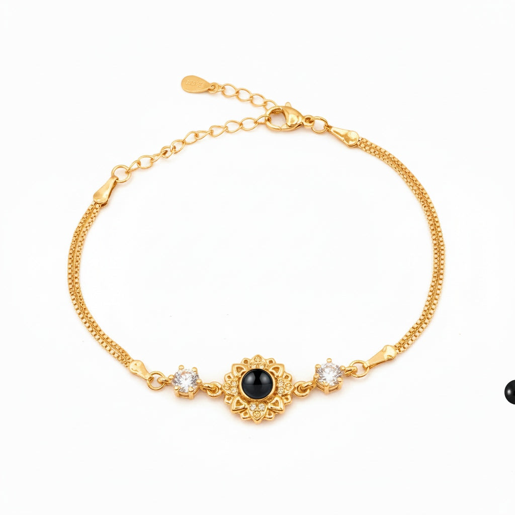 Personalized Vintage Photo Projection Bracelet - Gold