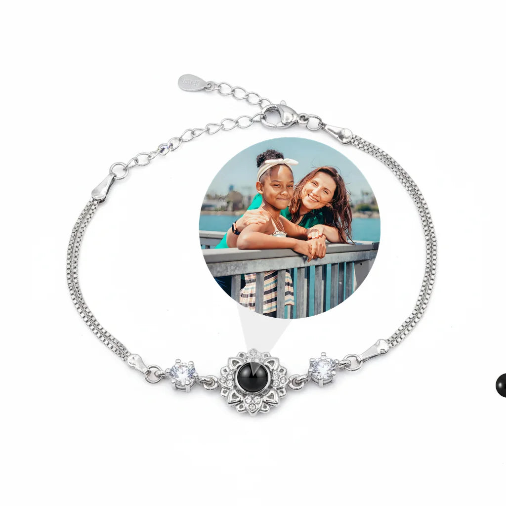 Personalized Vintage Photo Projection Bracelet - Silver