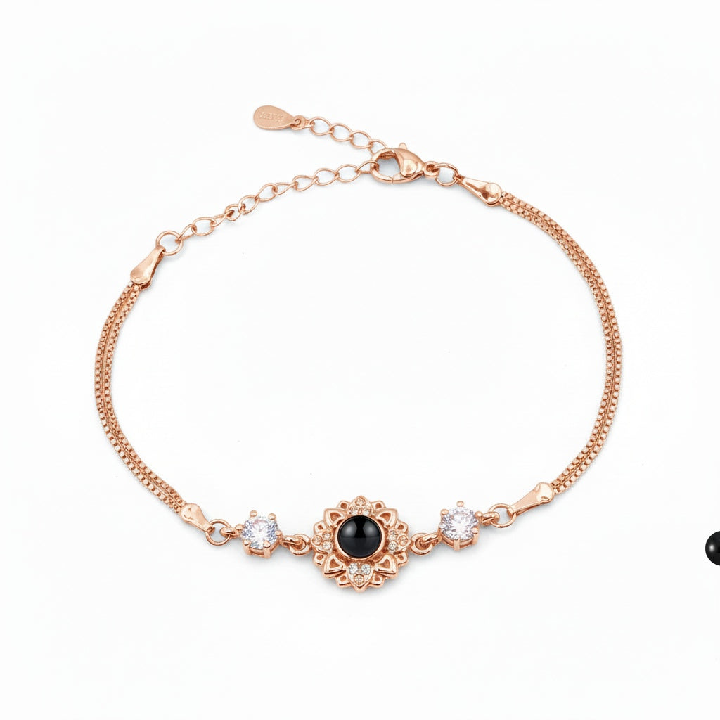 Personalized Vintage Photo Projection Bracelet - Rose Gold