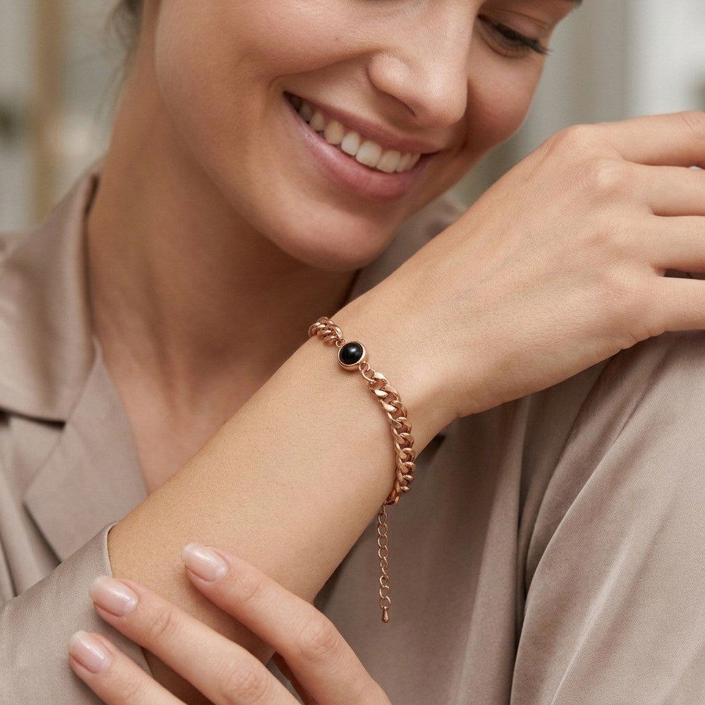 Personalized Curb Chain Photo Projection Bracelet