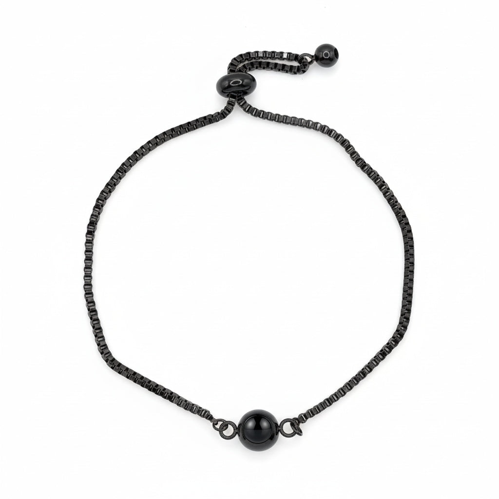 Personalized Box Chain Minimalist Photo Projection Bracelet - Black