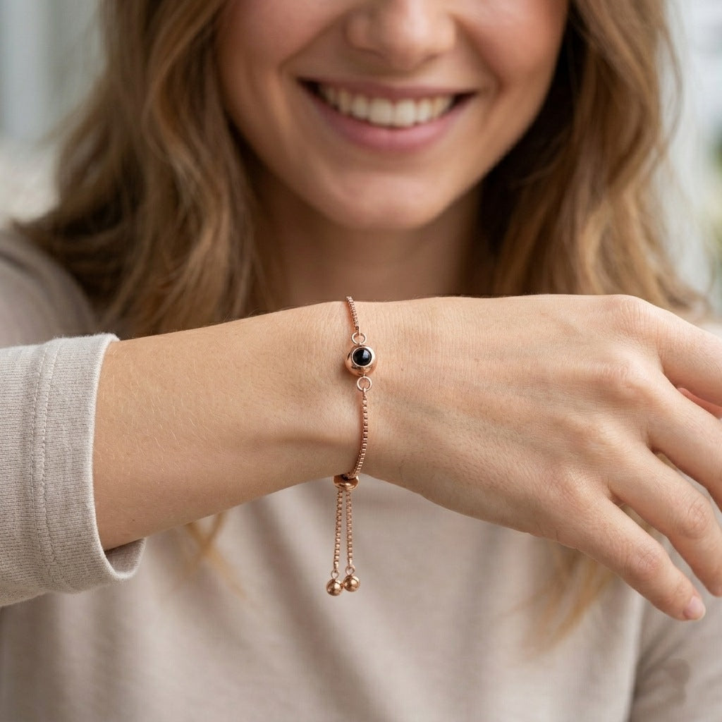 Personalized Box Chain Minimalist Photo Projection Bracelet