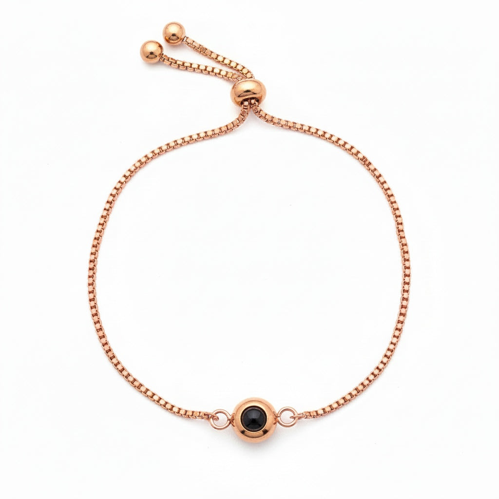 Personalized Box Chain Minimalist Photo Projection Bracelet - Rose Gold