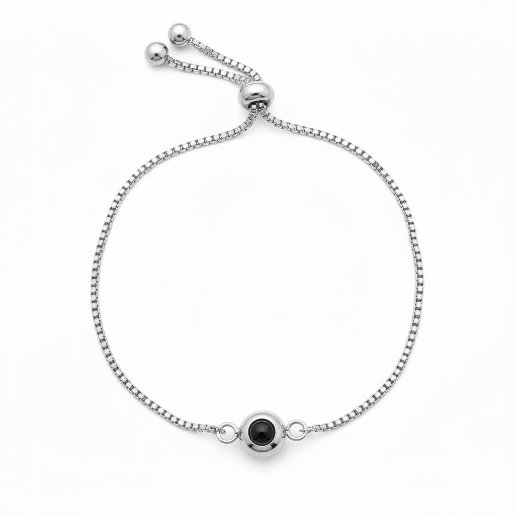 Personalized Box Chain Minimalist Photo Projection Bracelet - Silver