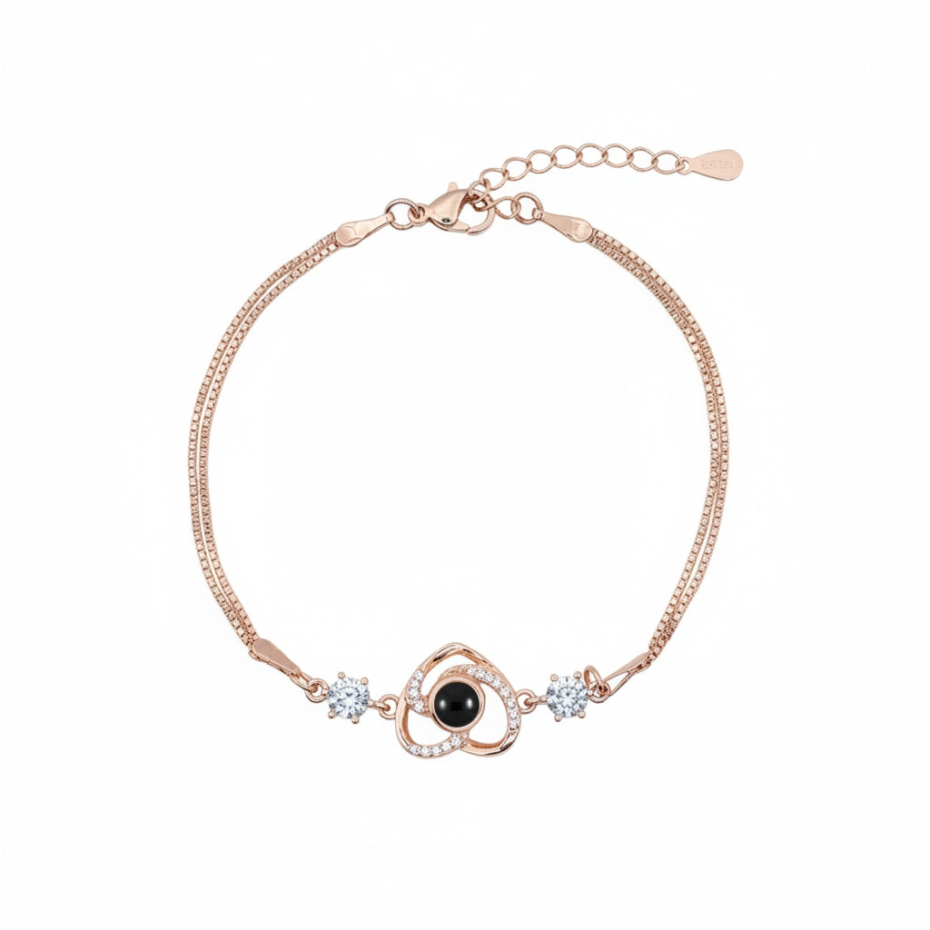 Personalized Heart Pendant Photo Projection Bracelet - Rose Gold