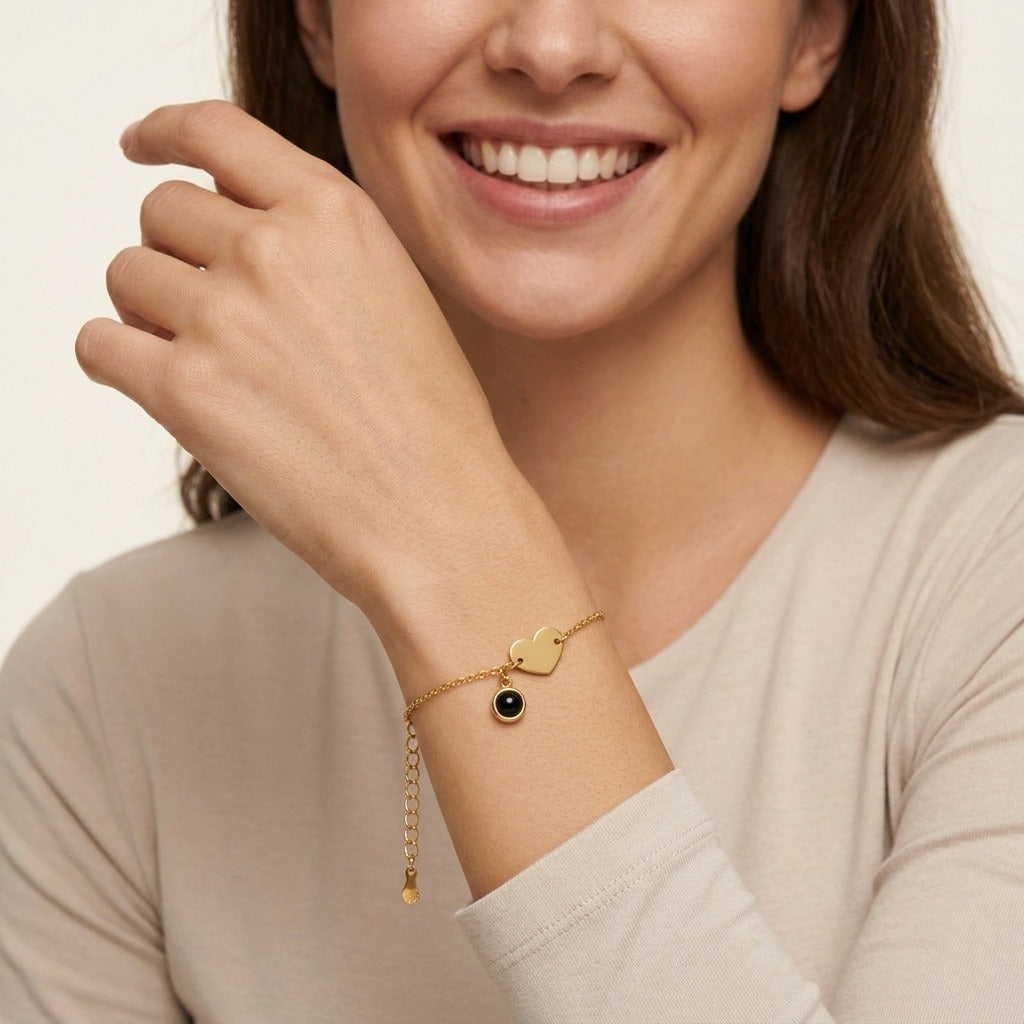 Personalized Heart and Circle Photo Projection Bracelet