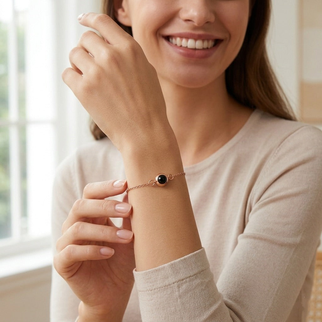 Personalized Circle Photo Projection Bracelet