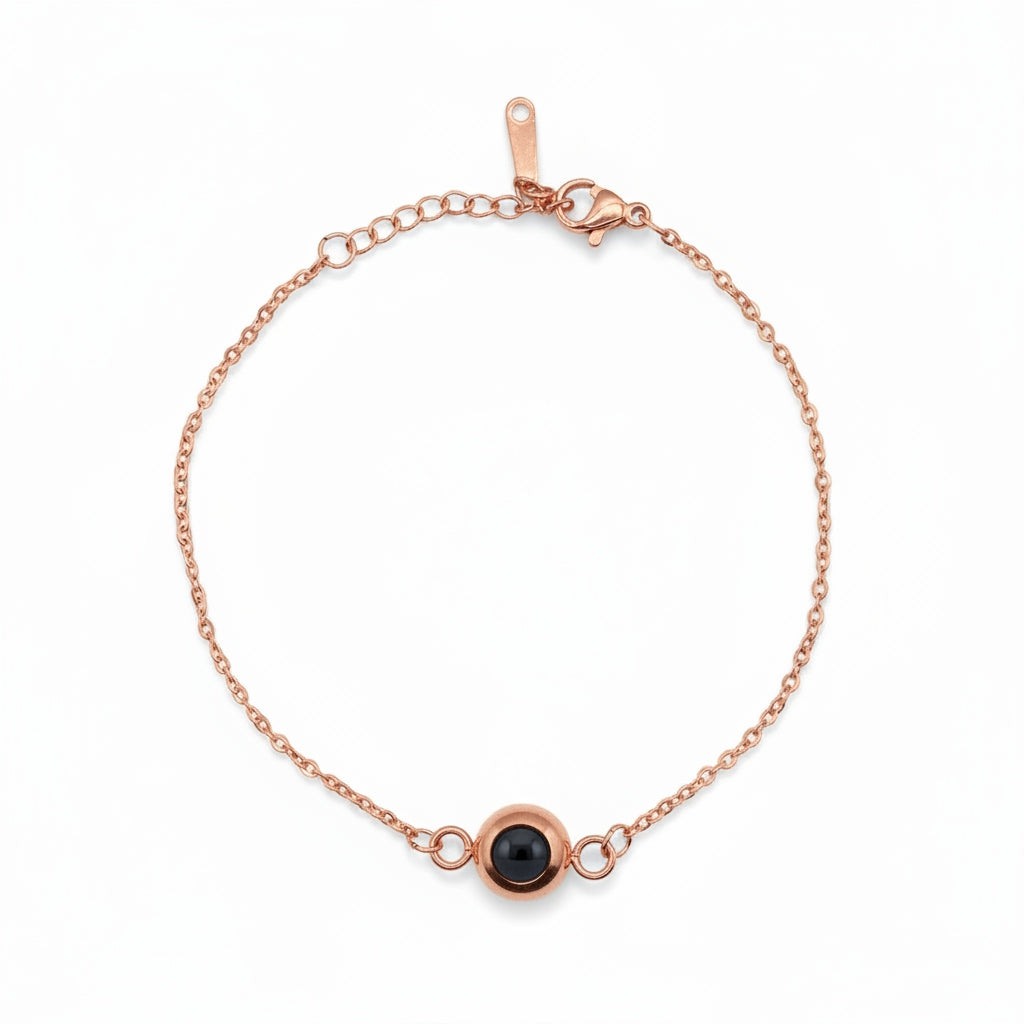 Personalized Circle Photo Projection Bracelet - Rose Gold