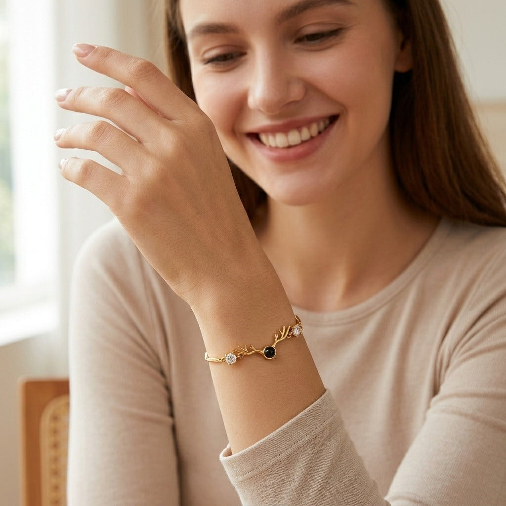 Personalized Antler Motif Photo Projection Bracelet