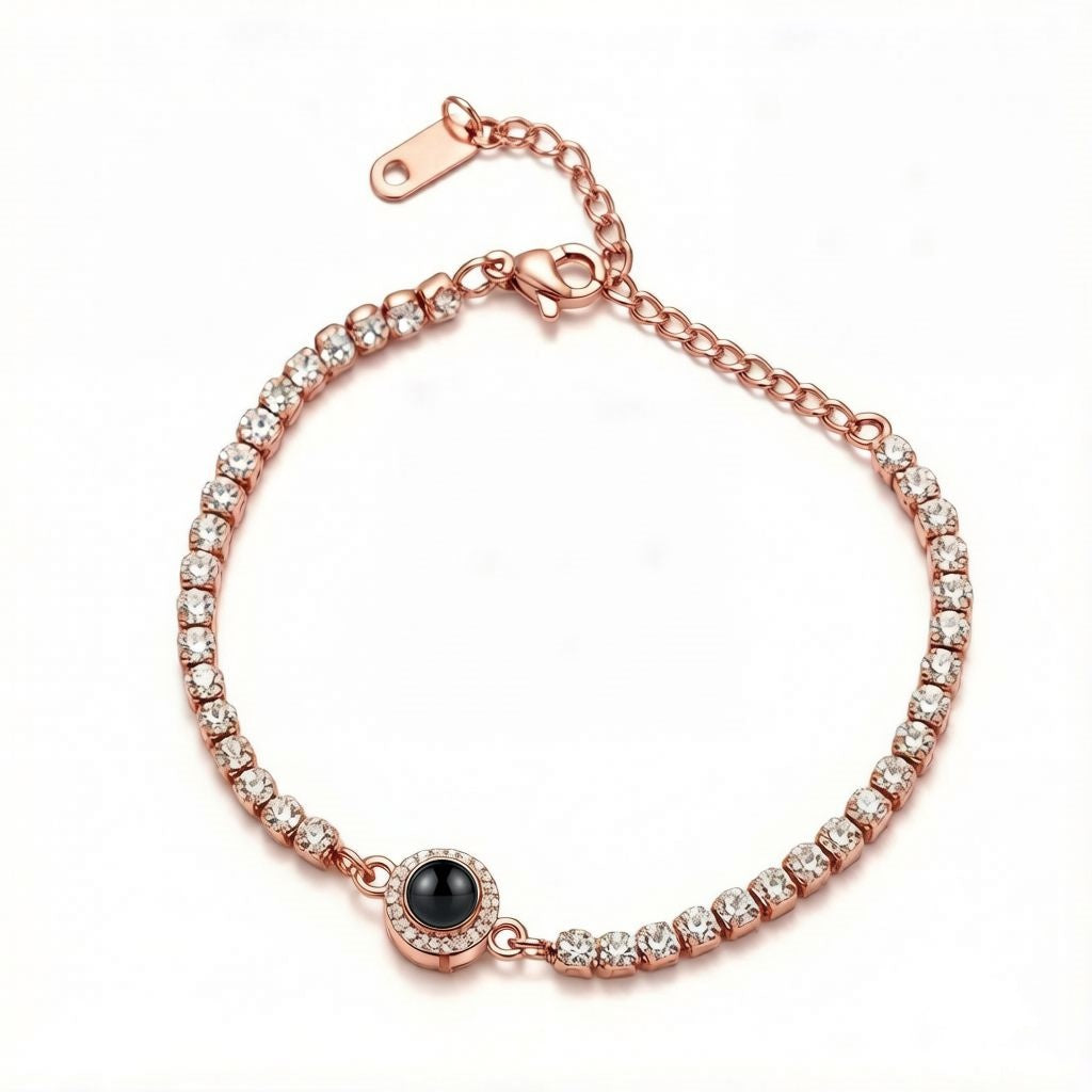 Personalized Crystal Photo Projection Bracelet - Rose Gold