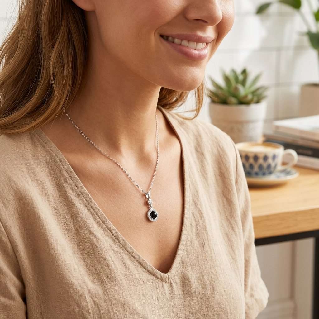 Personalized Sparkling Circle Photo Projection Necklace