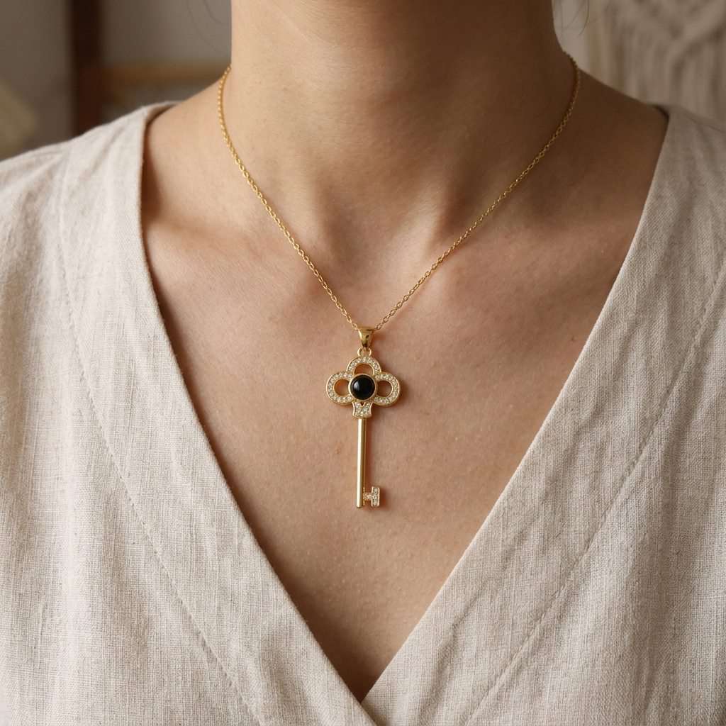 Personalized Key Pendant Photo Projection Necklace