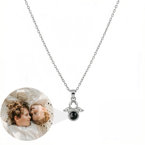 Personalized Angel Pendant Photo Projection Necklace - Silver