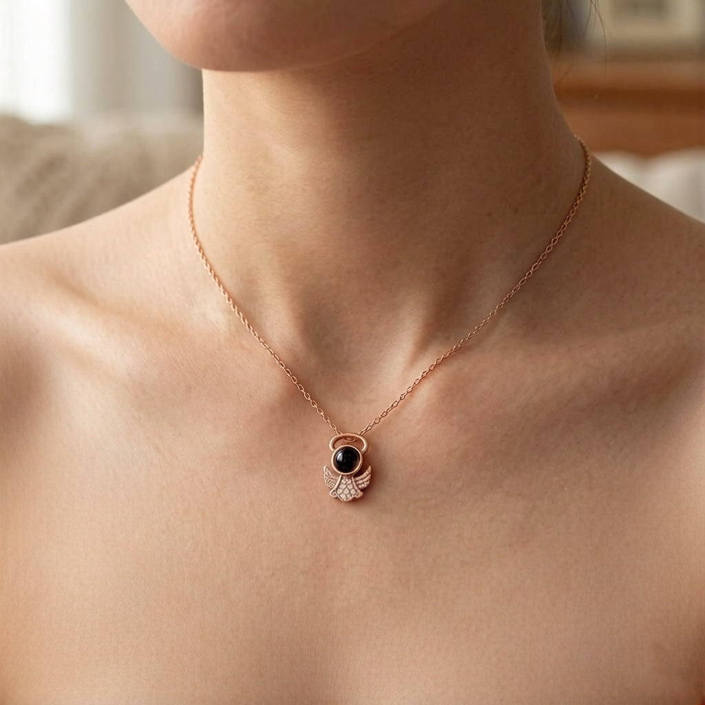 Personalized Angel Memorial Photo Projection Necklace